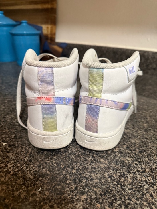 Nike White High-Top Sneakers with Pastel Rainbow Swoosh - Picture 2 of 6